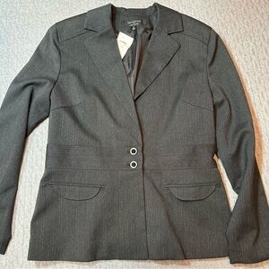 Signature by Larry Levine Dark Gray Blazer with Button Details 10 NWT